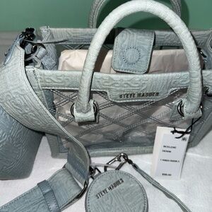 Steve Madden Light Blue Textured Satchel